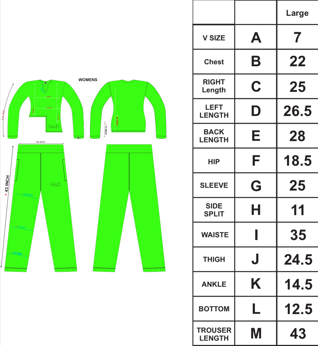 Purchase a Mock up & Size Chart for Your Brand